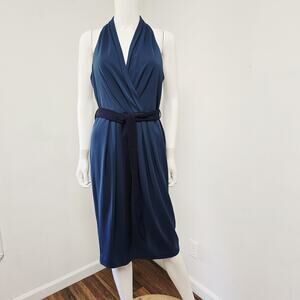 Donna Karan Dress Size 10 Faux Wrap Sleeveless V-Neck Business Sheath Ruched NWT